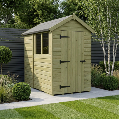 4 x 7 Apex Shed (Single Door, With Windows) - Apex Shed