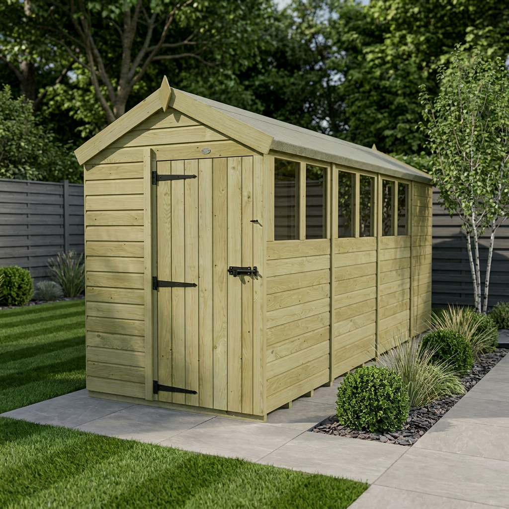 5 x 15 Apex Shed (Single Door, With Windows) - view 2