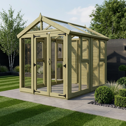 6x8 Glass Greenhouse - Apex Glass Greenhouse