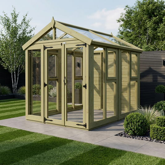 6x8 Glass Greenhouse - Apex Glass Greenhouse