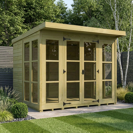 8 x 7 Georgian Window Pent Summer House - Georgian Summer House