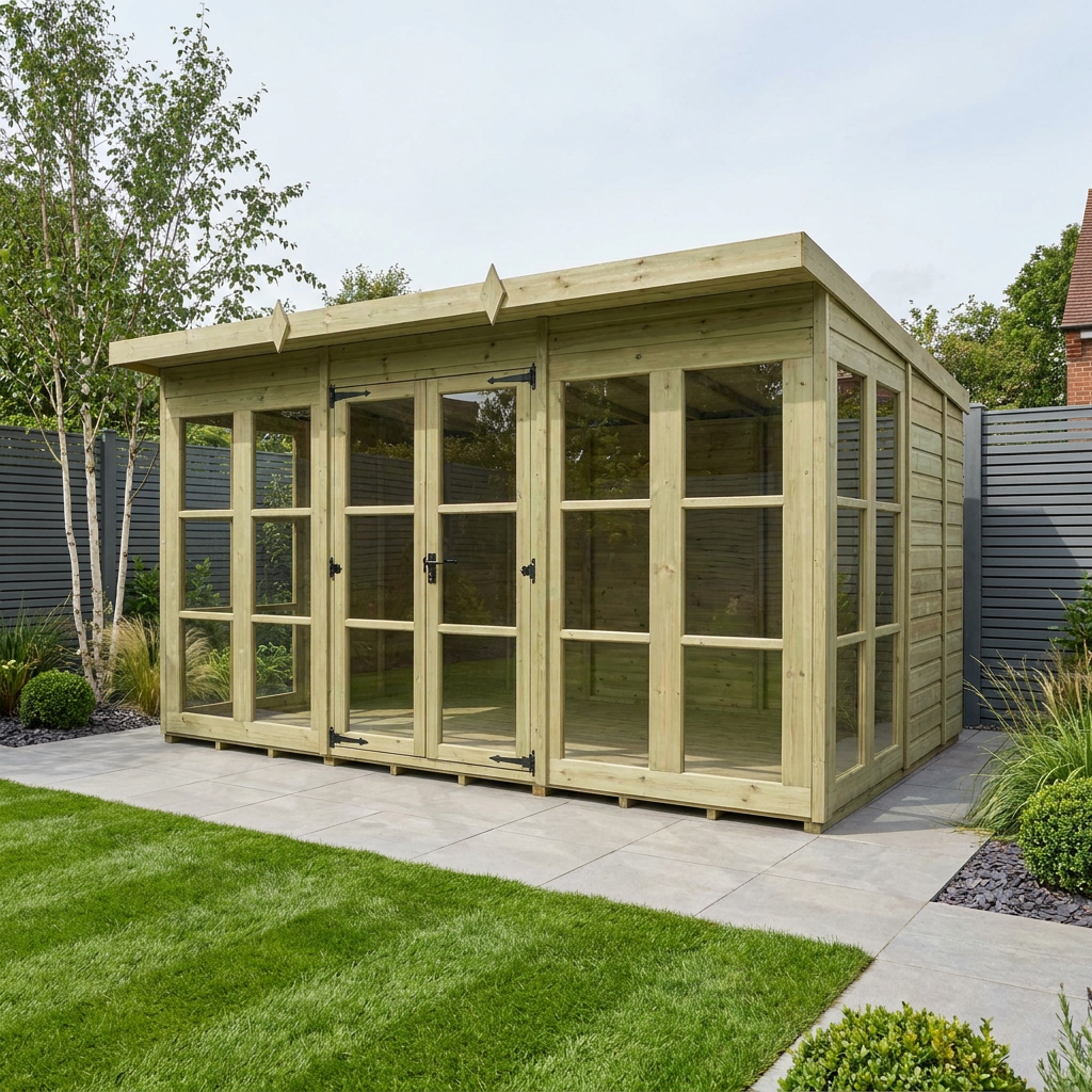 12 x 9 Georgian Window Pent Summer House - Georgian Summer House