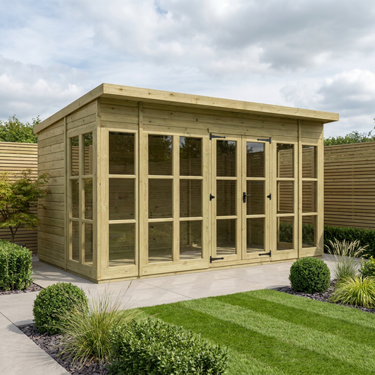 16 x 10 Georgian Window Pent Summer House - Georgian Summer House