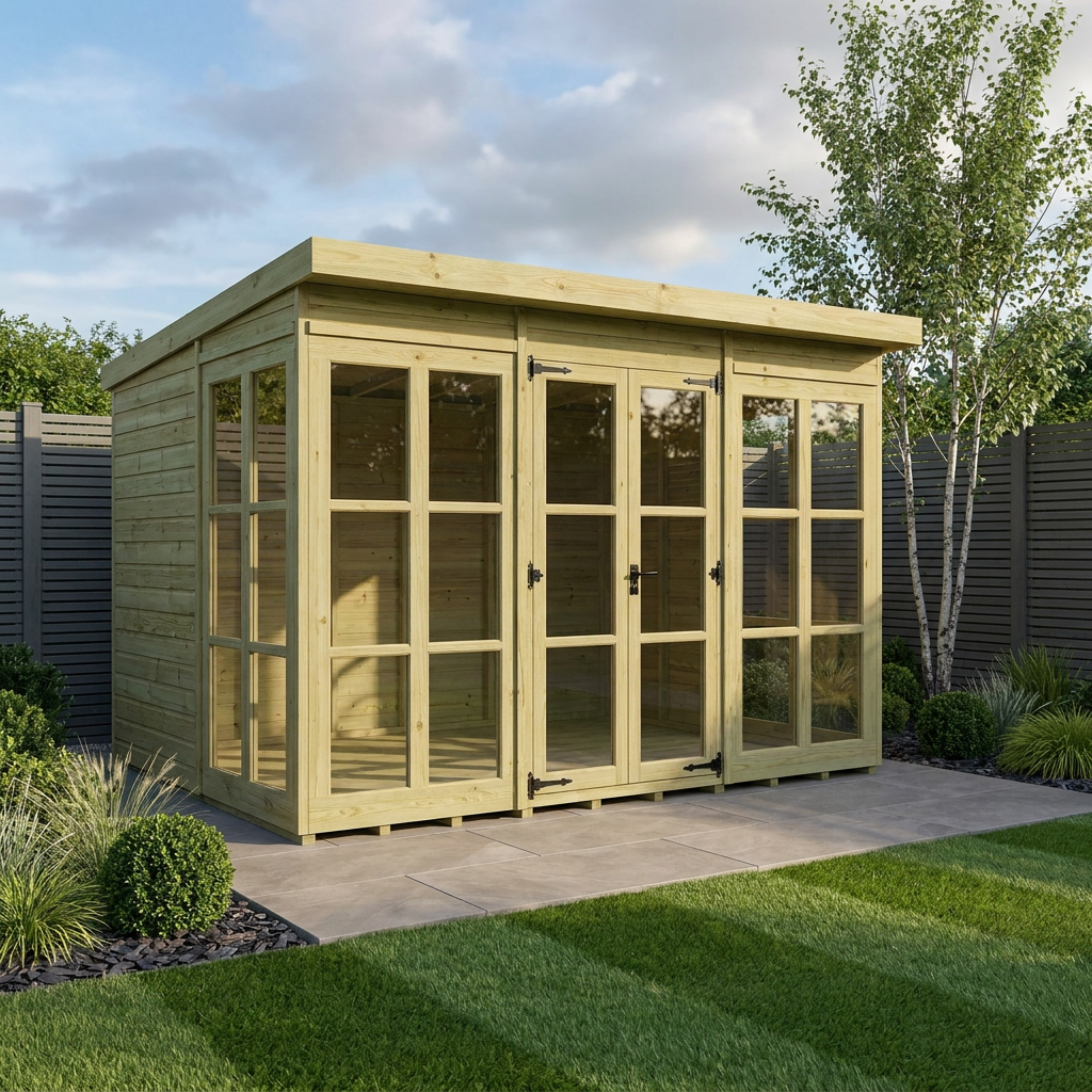 12 x 10 Georgian Window Pent Summer House - view 2