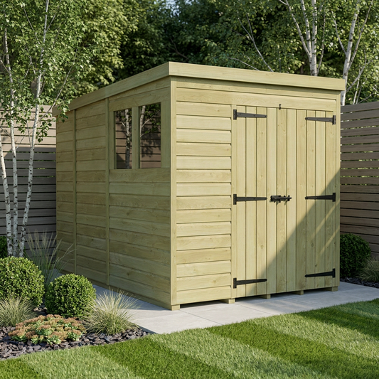 6 x 9 Pent Shed (Double Door, With Windows) - Pent Shed
