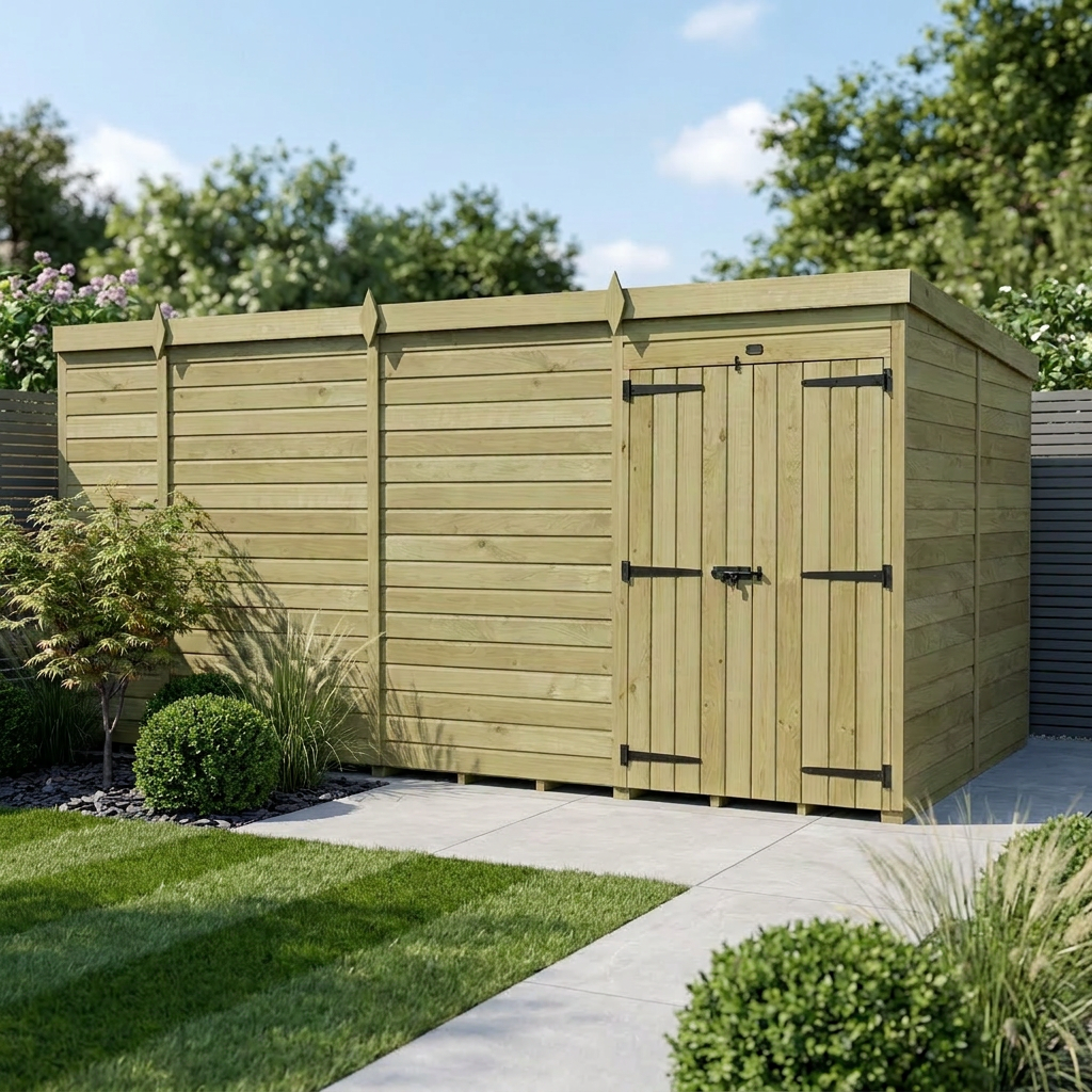 13 x 7 Pent Shed (Double Door, No Windows) - Pent Shed