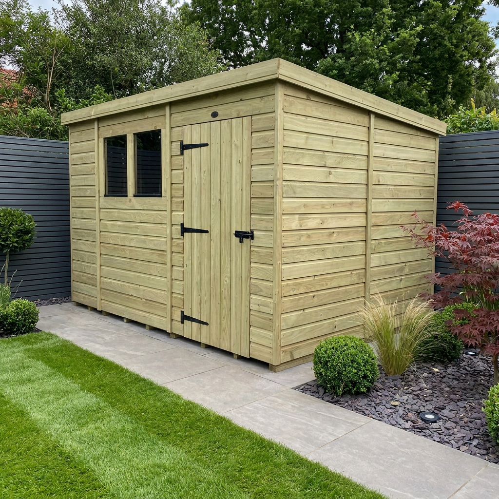 10 x 8 Pent Shed (Single Door, With Windows) - Pent Shed