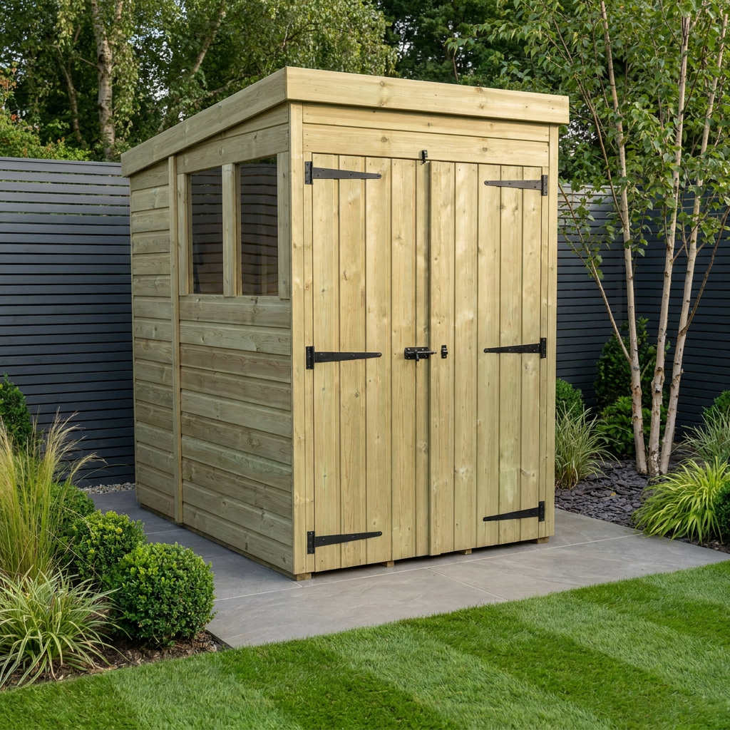 4 x 5 Pent Shed (Double Door, With Windows) - Pent Shed