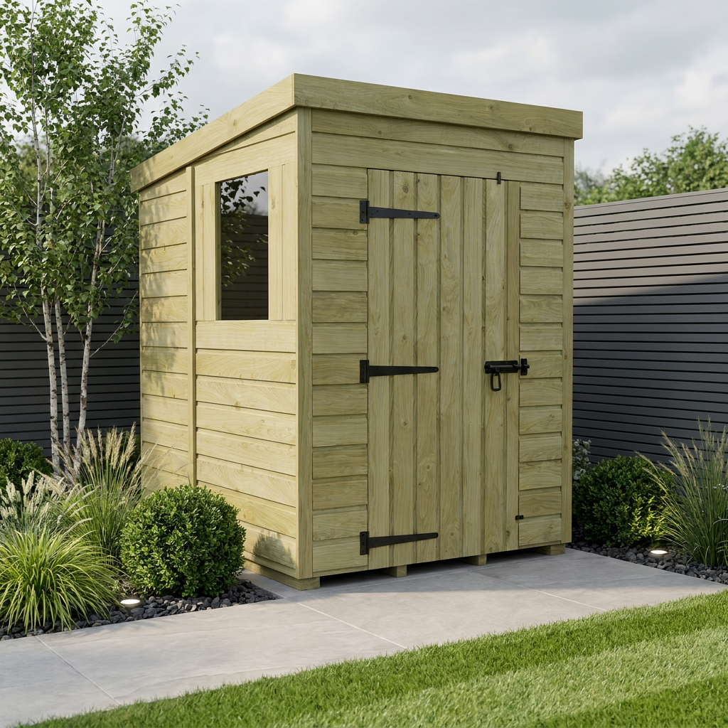 4 x 5 Pent Shed (Single Door, With Windows) - Pent Shed