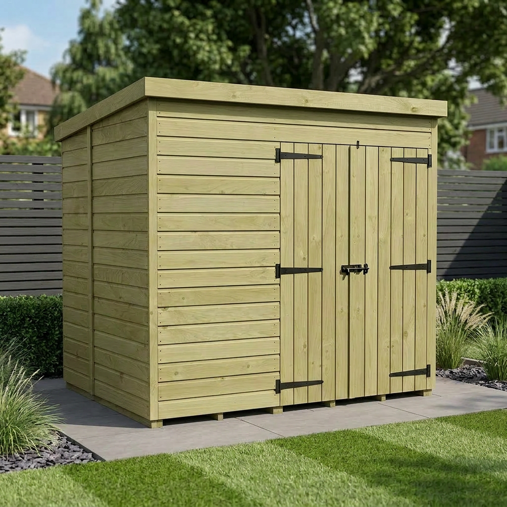 7 x 6 Pent Shed (Double Door, No Windows) - Pent Shed
