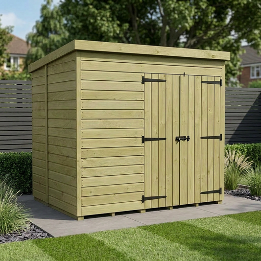 7 x 6 Pent Shed (Double Door, No Windows) - Pent Shed