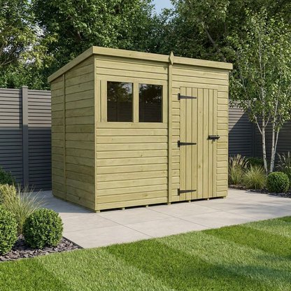 8 x 6 Pent Shed (Single Door, With Windows) - Pent Shed