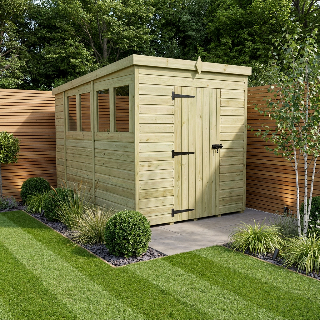 5 x 10 Pent Shed (Single Door, With Windows) - Pent Shed