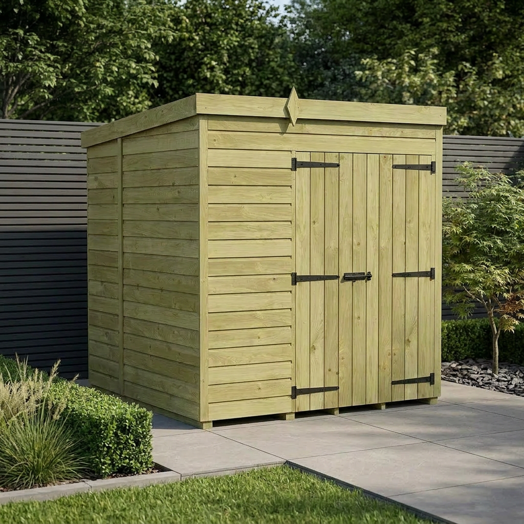6 x 5 Pent Shed (Double Door, No Windows) - view 2
