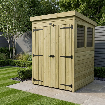 4 x 4 Pent Shed (Double Door, With Windows) - view 2