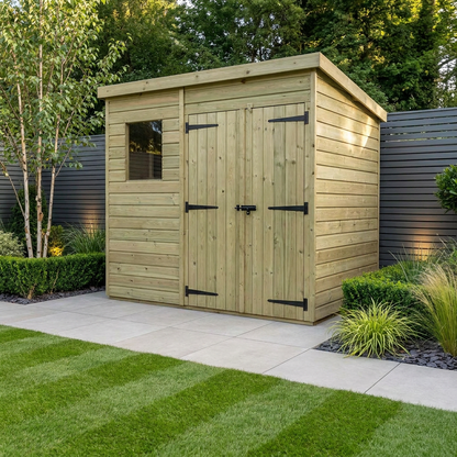 7 x 8 Pent Shed (Double Door, With Windows) - view 2