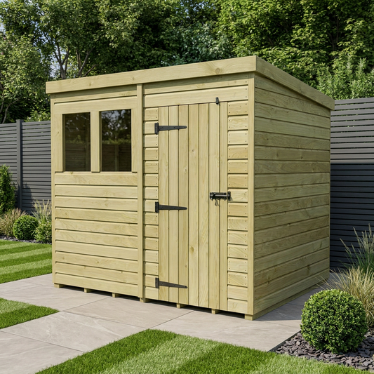 8 x 7 Pent Shed (Single Door, With Windows) - view 2