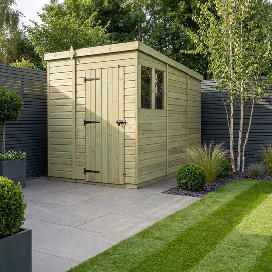 6 x 9 Pent Shed (Single Door, With Windows) - Pent Shed