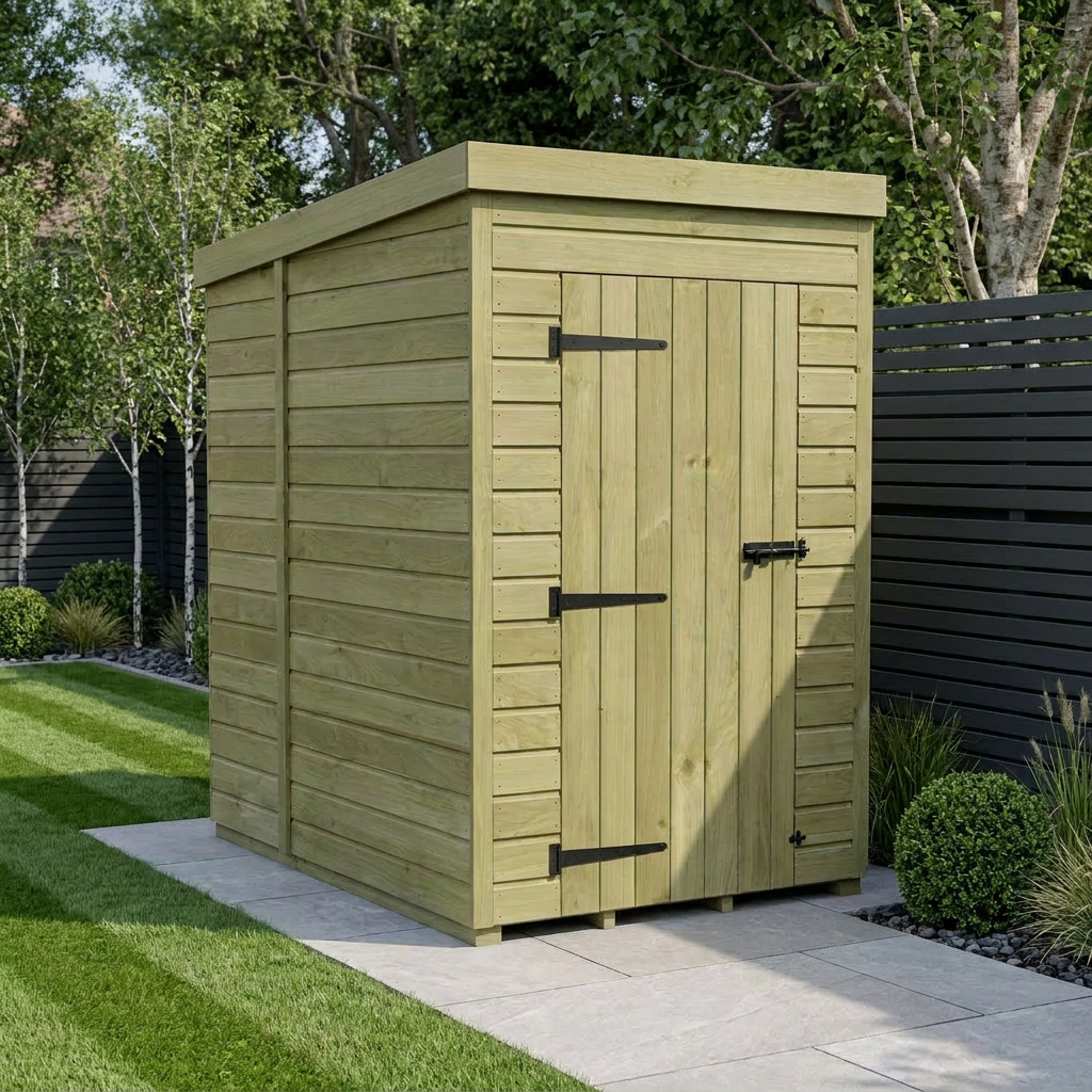 4 x 7 Pent Shed (Single Door, No Windows) - view 2