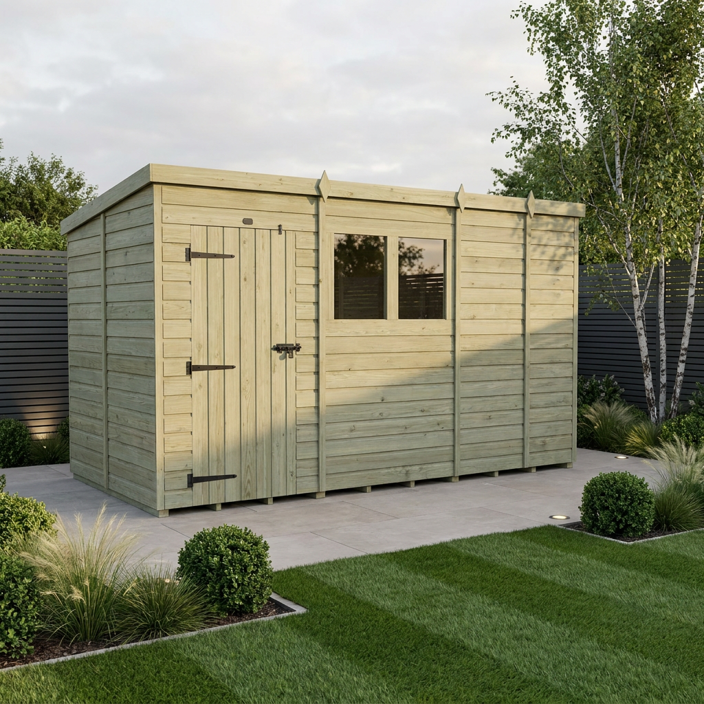 13 x 5 Pent Shed (Single Door, With Windows) - Pent Shed