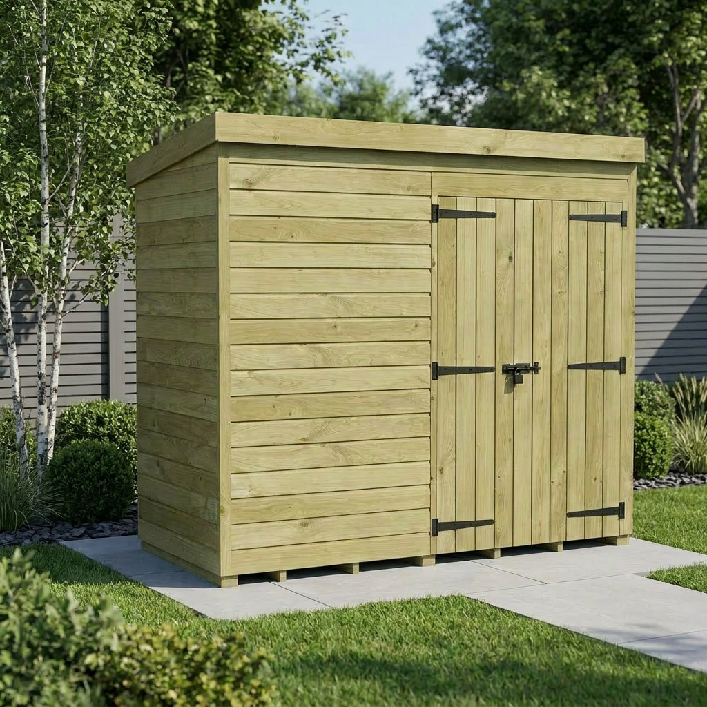 8 x 4 Pent Shed (Double Door, No Windows) - view 3