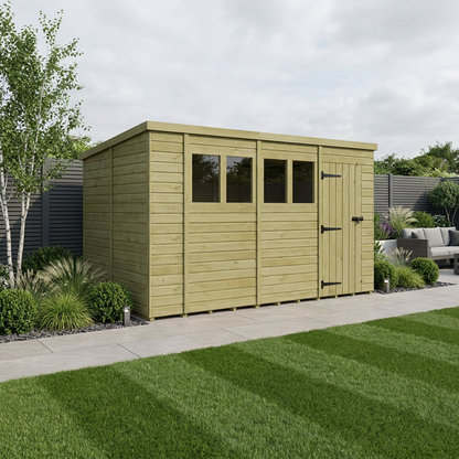 14 x 9 Pent Shed (Single Door, With Windows) - Pent Shed