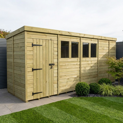 17 x 5 Pent Shed (Single Door, With Windows) - Pent Shed