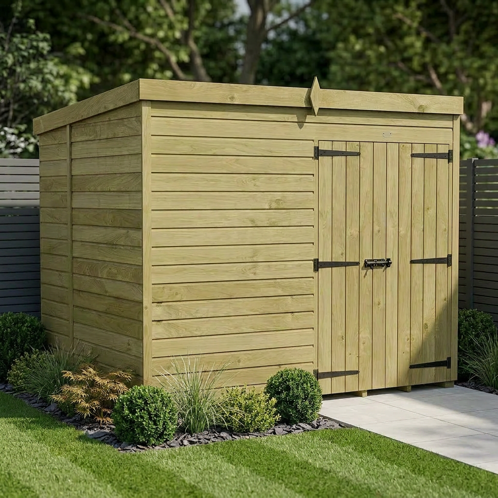 8 x 6 Pent Shed (Double Door, No Windows) - Pent Shed