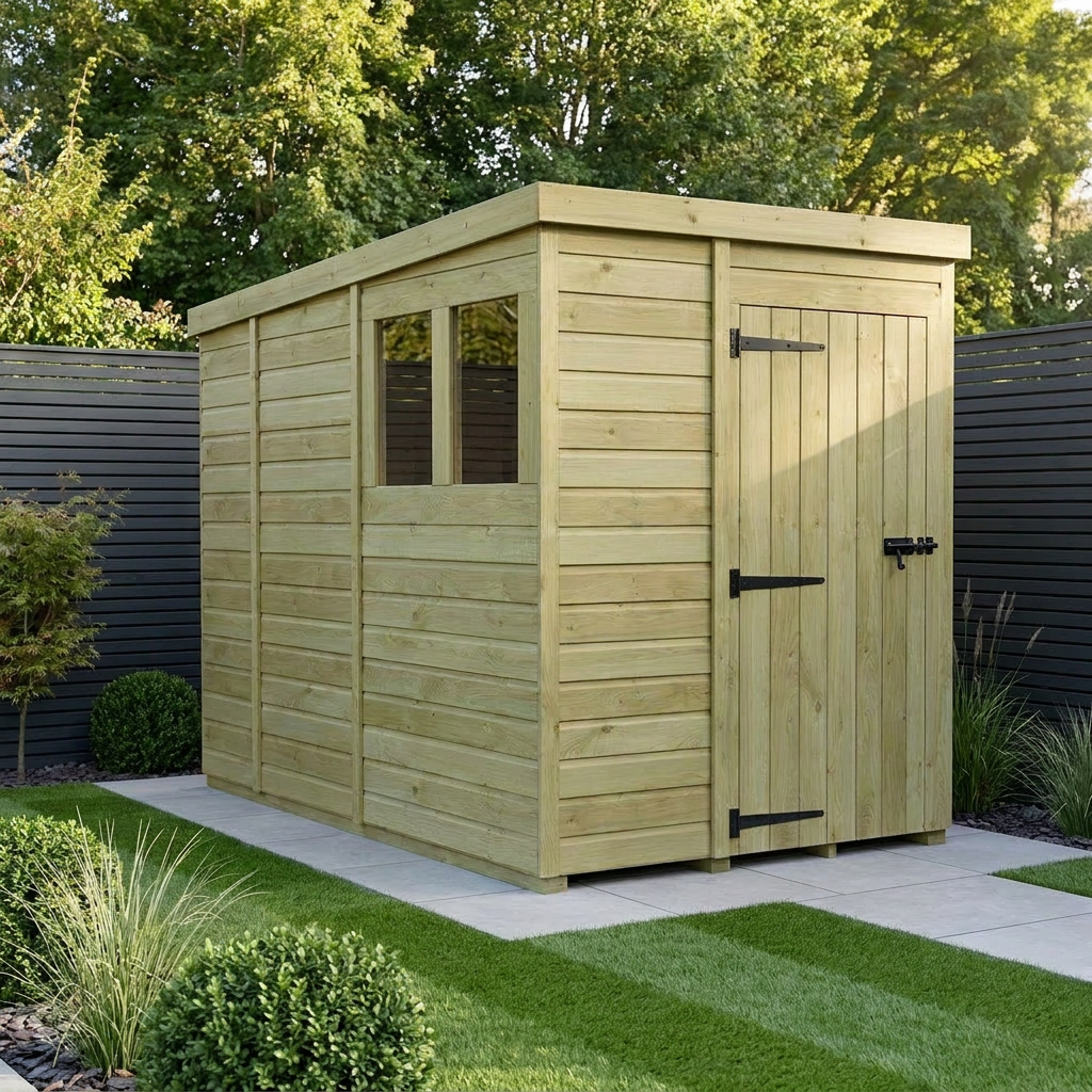 5 x 9 Pent Shed (Single Door, With Windows) - Pent Shed