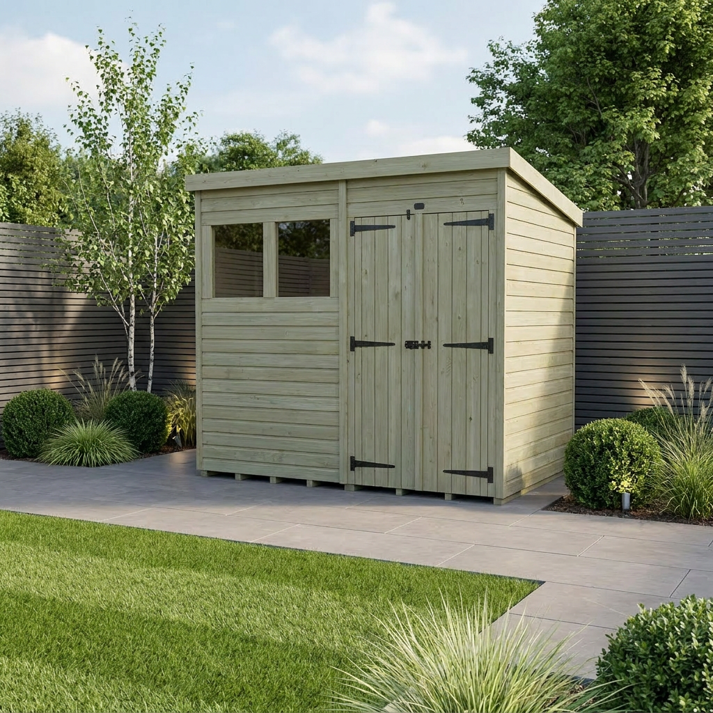 11 x 8 Pent Shed (Double Door, With Windows) - Pent Shed