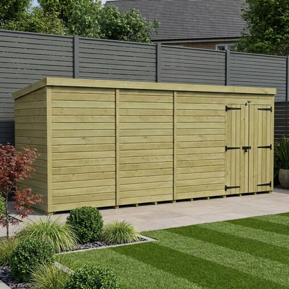 18 x 4 Pent Shed (Double Door, No Windows) - Pent Shed
