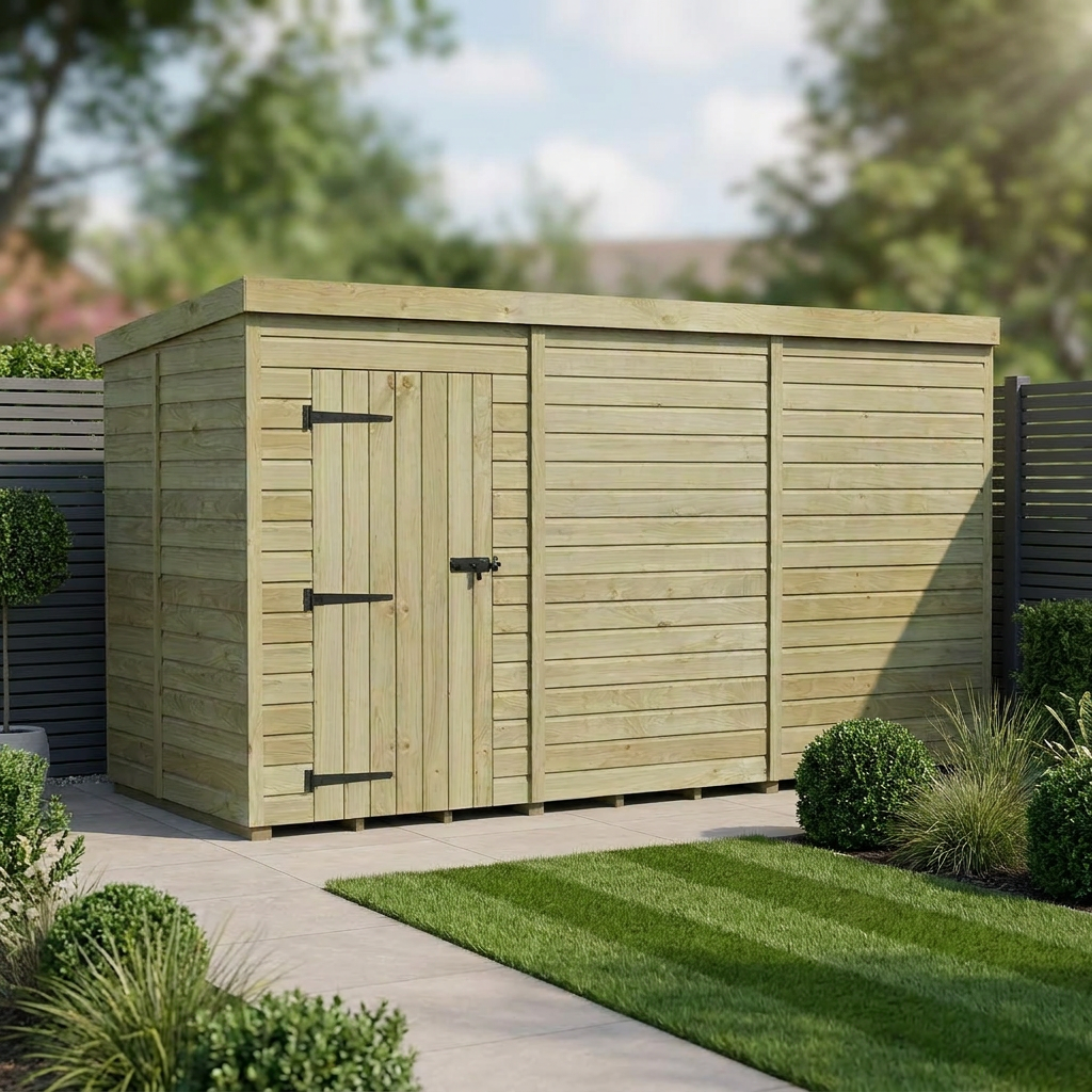 12 x 5 Pent Shed (Single Door, No Windows) - view 2