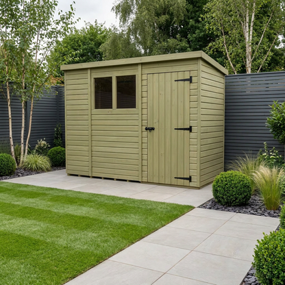 11 x 4 Pent Shed (Single Door, With Windows) - Pent Shed