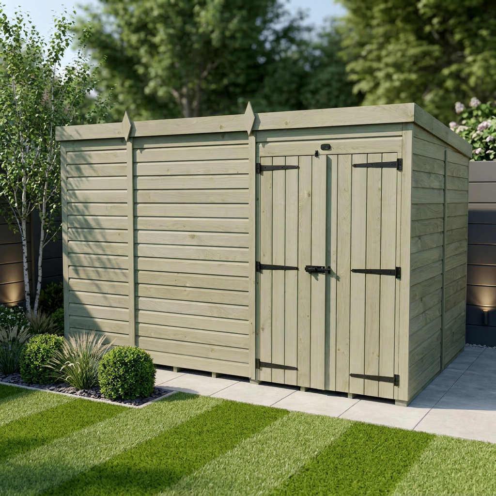 16 x 7 Pent Shed (Double Door, No Windows) - view 3