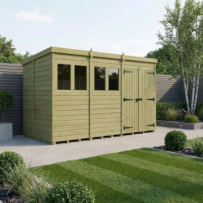 20 x 5 Pent Shed (Double Door, With Windows) - Pent Shed
