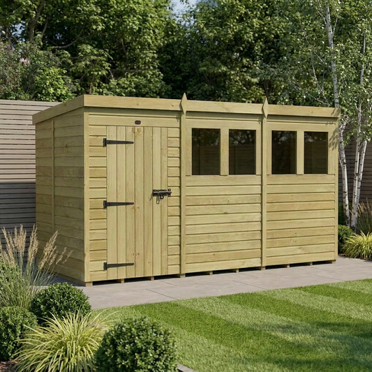 12 x 5 Pent Shed (Single Door, With Windows) - Pent Shed