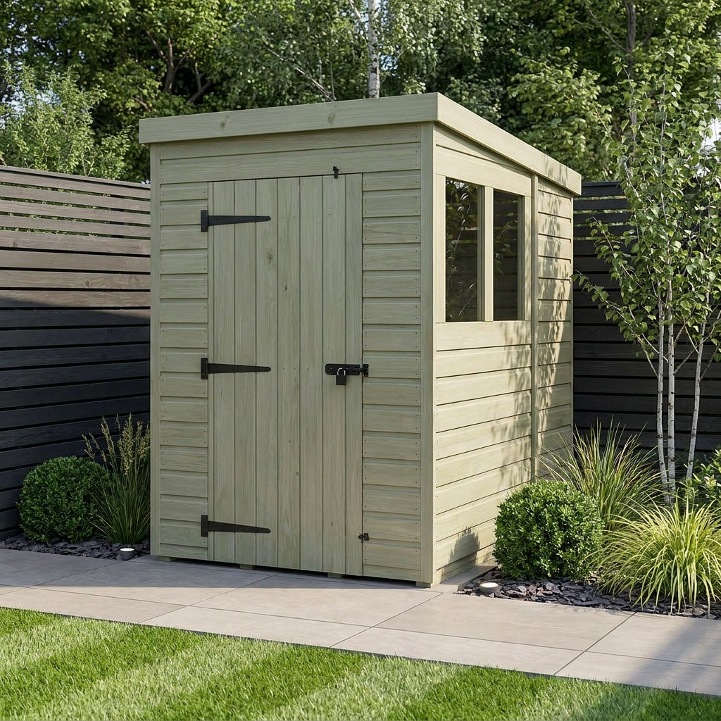4 x 6 Pent Shed (Single Door, With Windows) - Pent Shed
