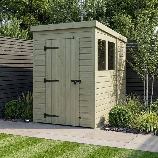 4 x 6 Pent Shed (Single Door, With Windows) - Pent Shed