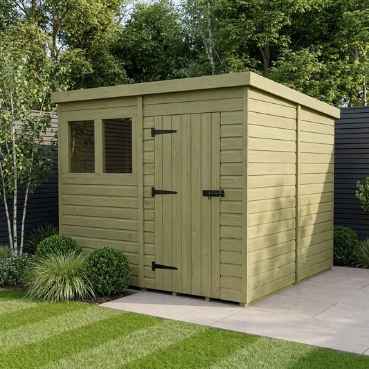 8 x 8 Pent Shed (Single Door, With Windows) - Pent Shed
