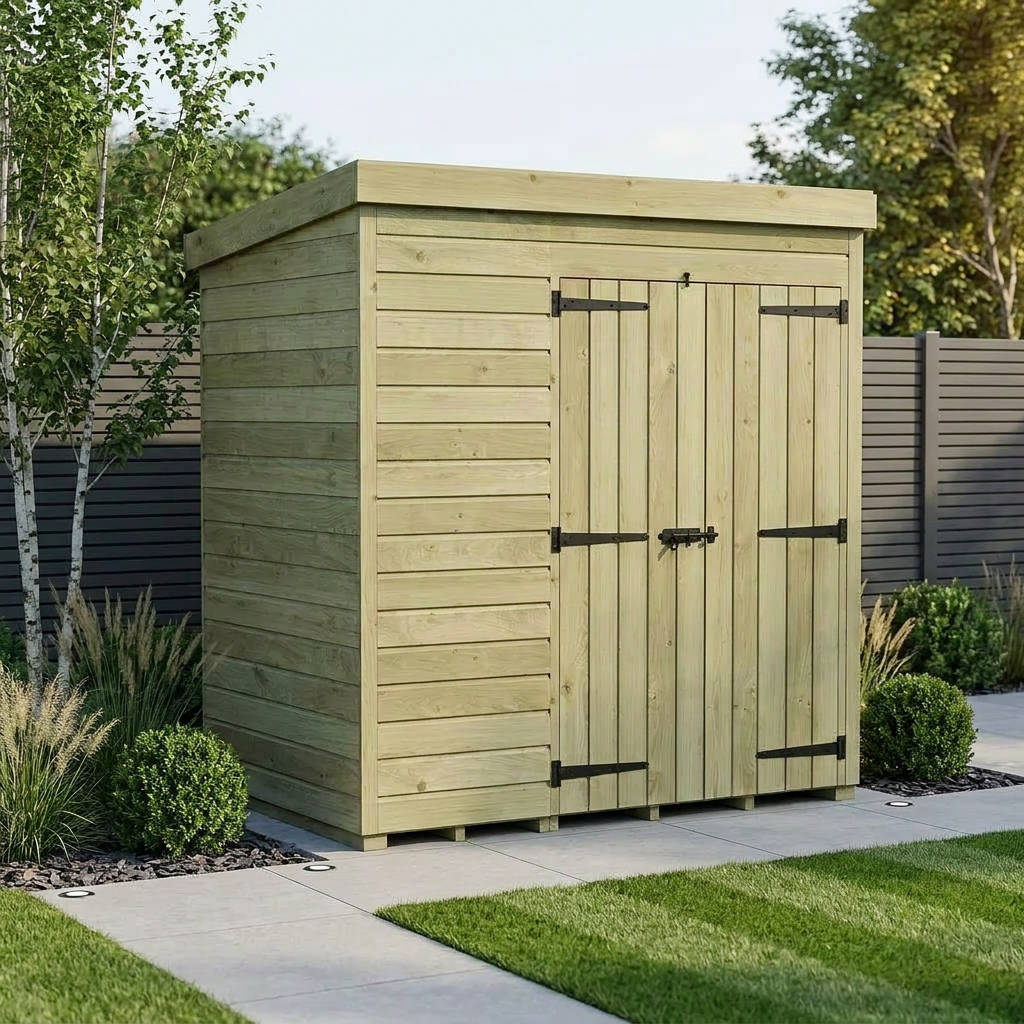 7 x 4 Pent Shed (Double Door, No Windows) - view 2