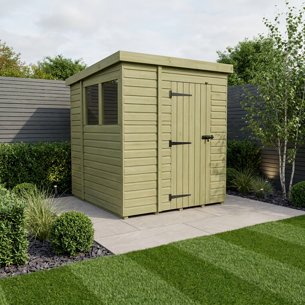 7 x 7 Pent Shed (Single Door, With Windows) - Pent Shed