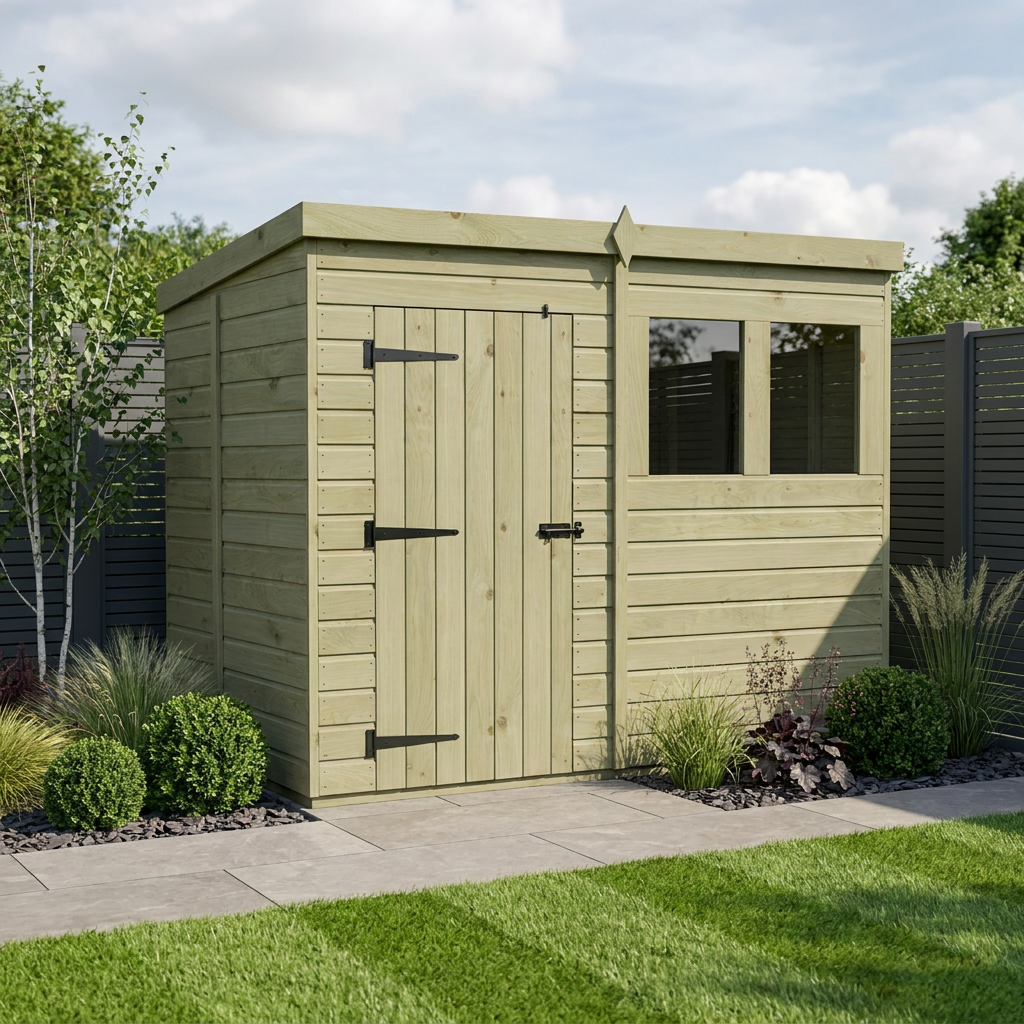 8 x 5 Pent Shed (Single Door, With Windows) - view 2