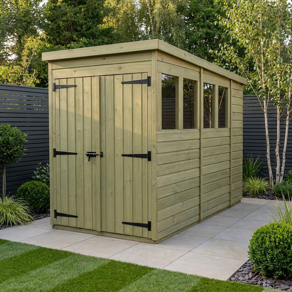 4 x 10 Pent Shed (Double Door, With Windows) - Pent Shed