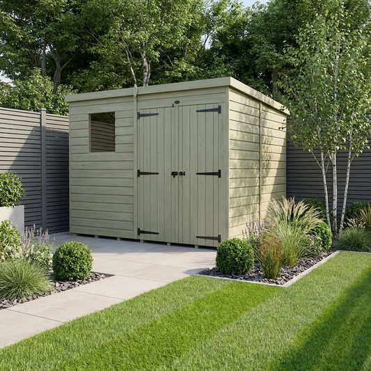 7 x 7 Pent Shed (Double Door, With Windows) - view 2