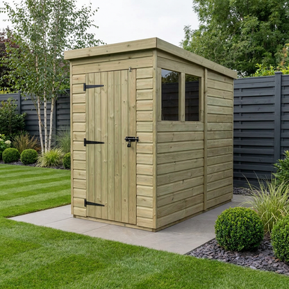 4 x 7 Pent Shed (Single Door, With Windows) - Pent Shed