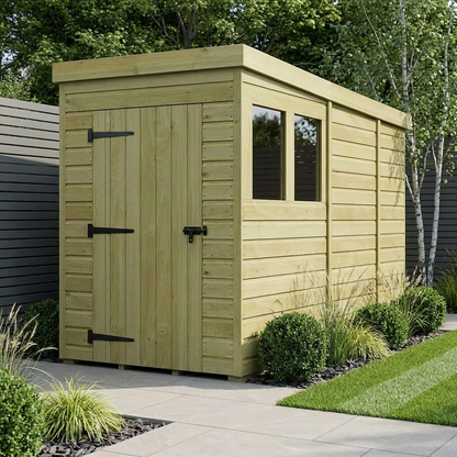 4 x 9 Pent Shed (Single Door, With Windows) - view 2