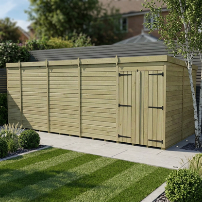 18 x 7 Pent Shed (Double Door, No Windows) - view 2
