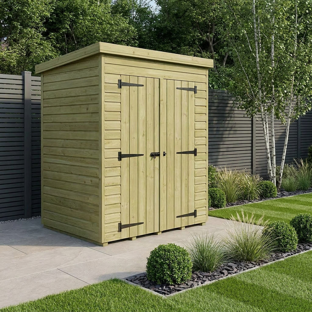 4 x 4 Pent Shed (Double Door, No Windows) - view 3