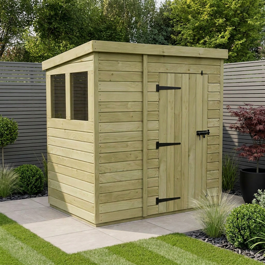 6 x 4 Pent Shed (Single Door, With Windows) - view 2
