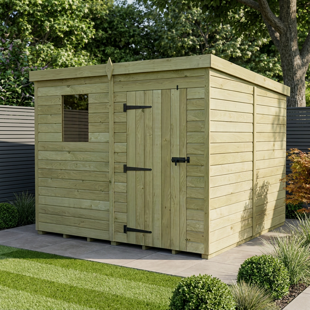 7 x 8 Pent Shed (Single Door, With Windows) - view 2